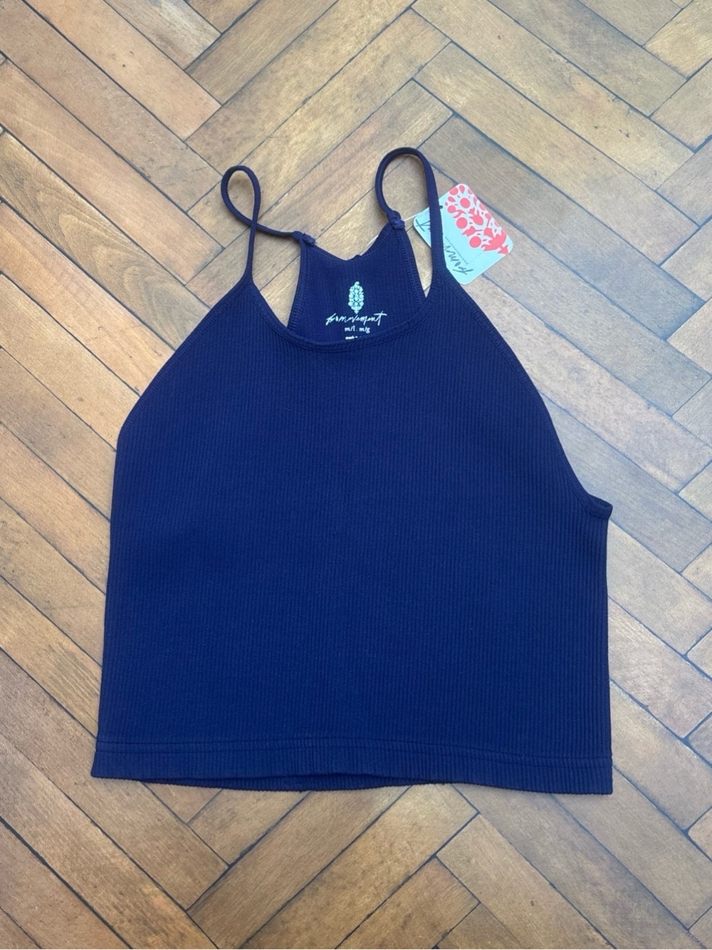 NWT Free People Movement Cropped Run Tank Top In Deepest Navy Size M/L